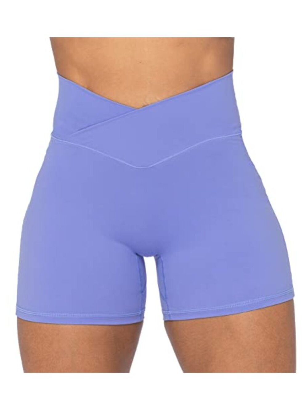 Crossover Biker Shorts V Criss Cross High Waist Tummy Control Yoga Workout
